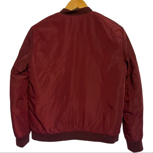 Zara Trafaluc Outerwear Burgundy Bomber Zip Front Lined Jacket Size Small - Picture 4 of 8